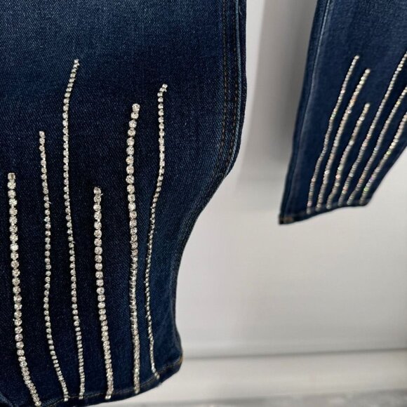 C.1948 Denim Mid-Rise Rhinestone Embellished Ankle Jeans Size 12 pockets stretch - Picture 7 of 12
